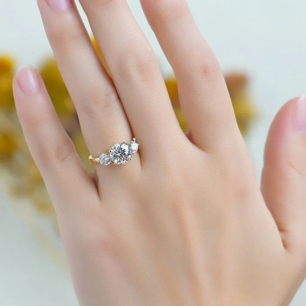 Certified 2.8 ct. t.w. Moissanite Diamond Three Stone Engagement Ring NEW - Picture 3 of 9